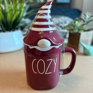 Rae Dunn "COZY" mug with a gnome topper